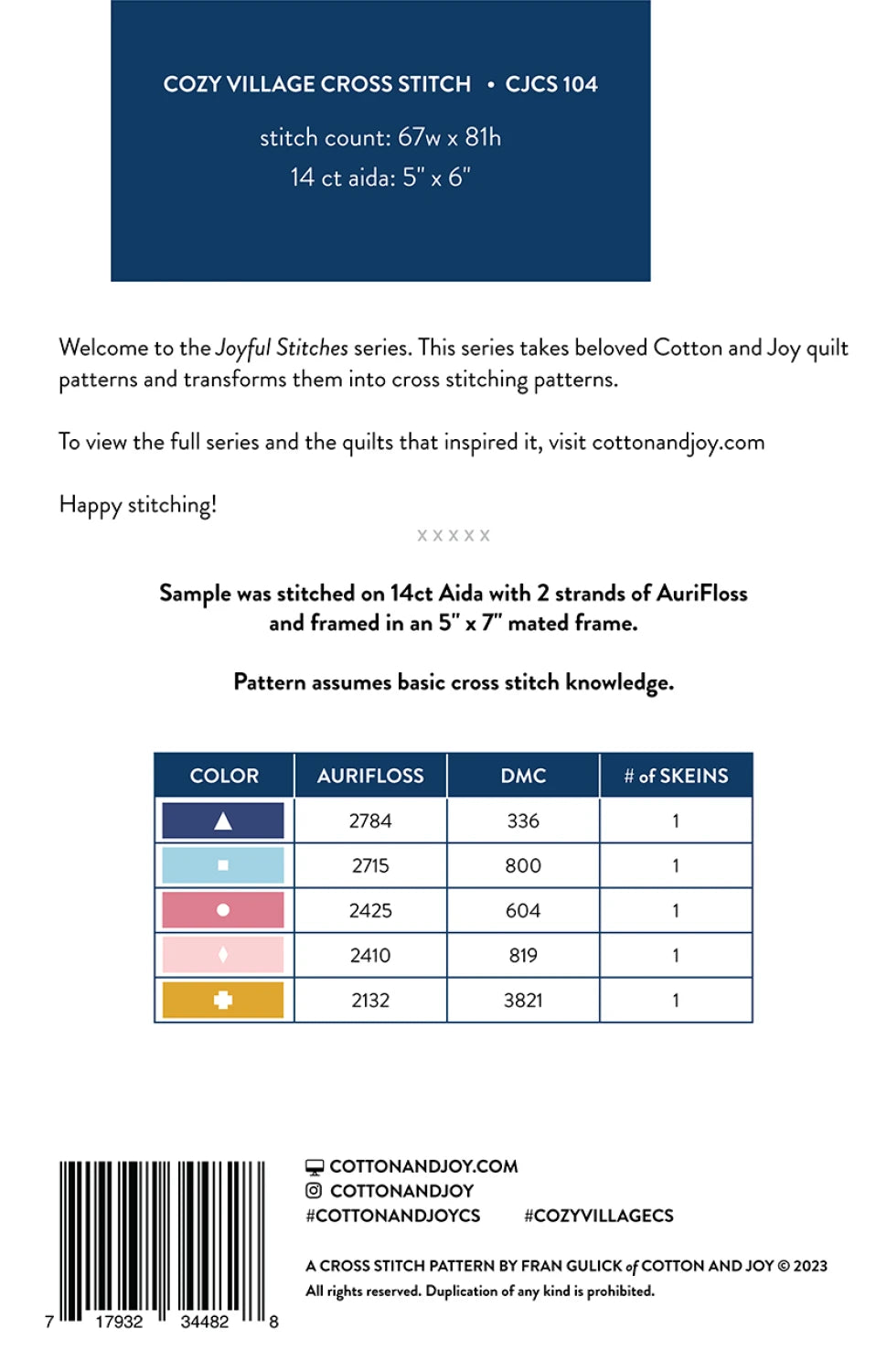 Cotton and Joy - Cozy Village Cross Stitch Pattern