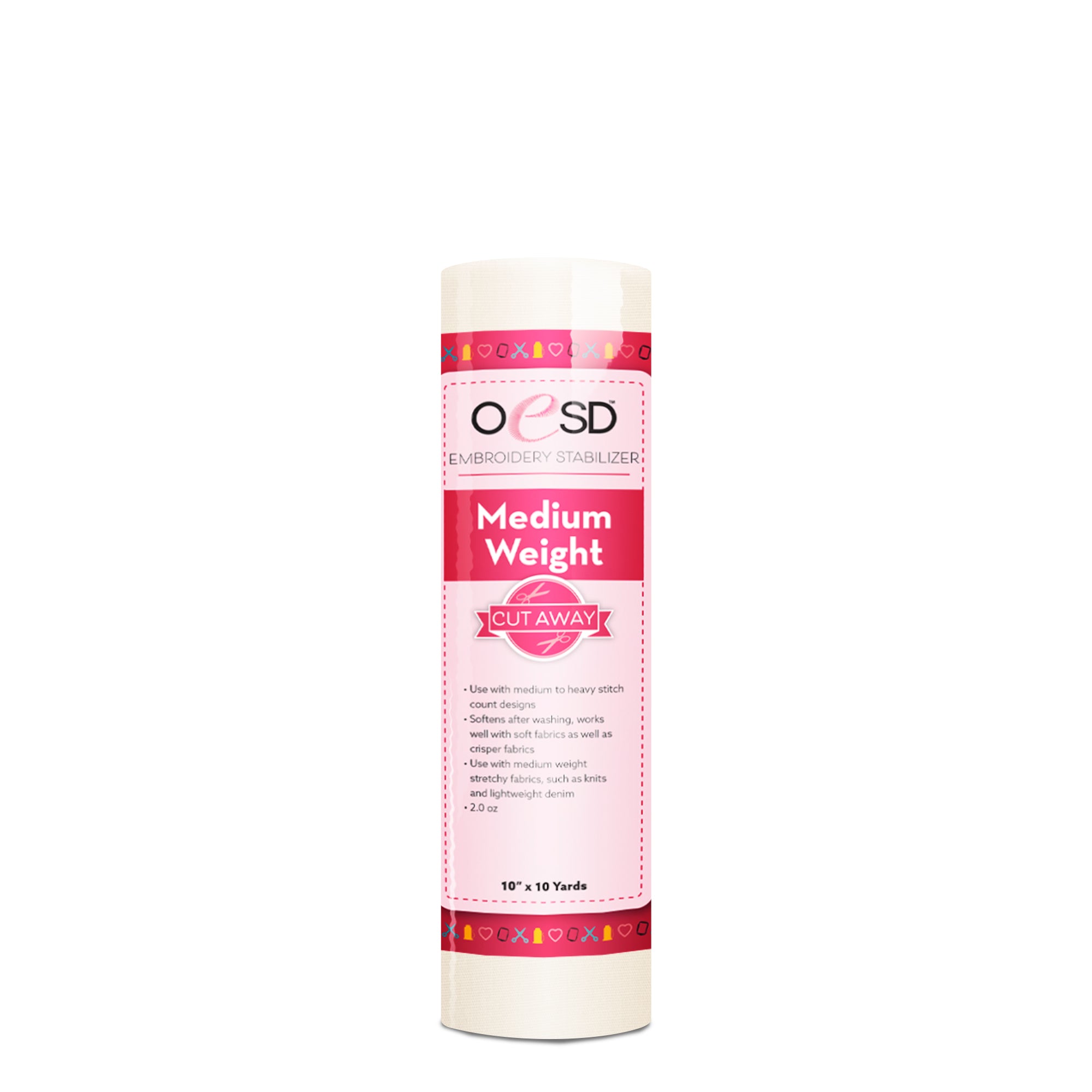 Roll of OESD Embroidery Stabilizer Heavy Weight on a white background