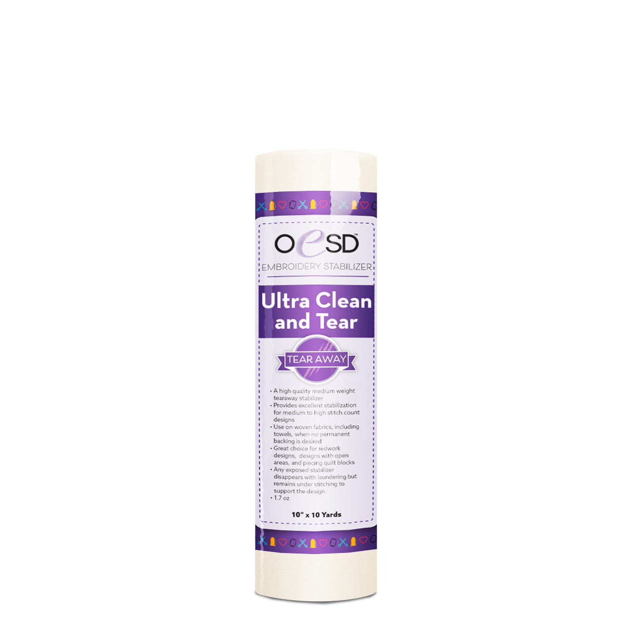 OESD Ultra Clean and Tear stabilizer on a white background