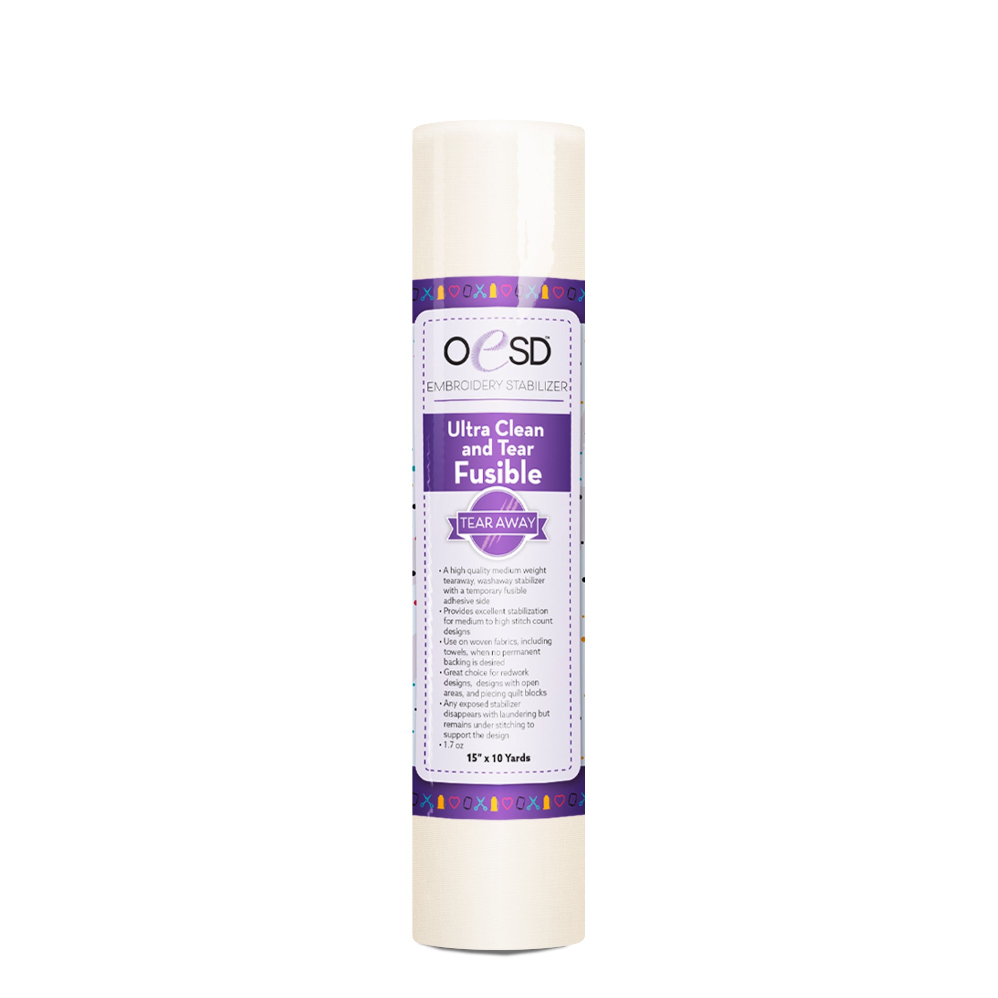 Roll of OESD Ultra Clean and Tear Fusible stabilizer on a white background