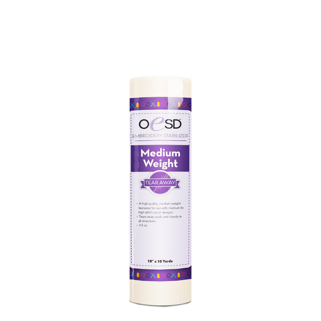 Roll of OESD medium weight tear away stabilizer on a white background