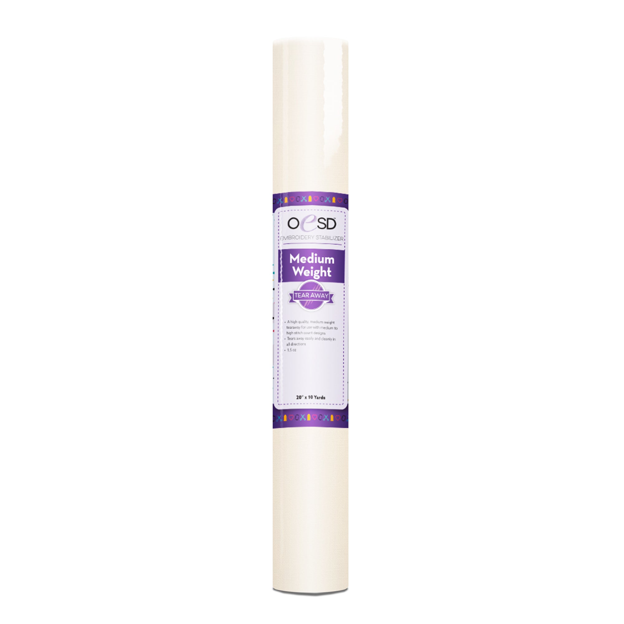 Roll of medium weight stabilizer on a white background