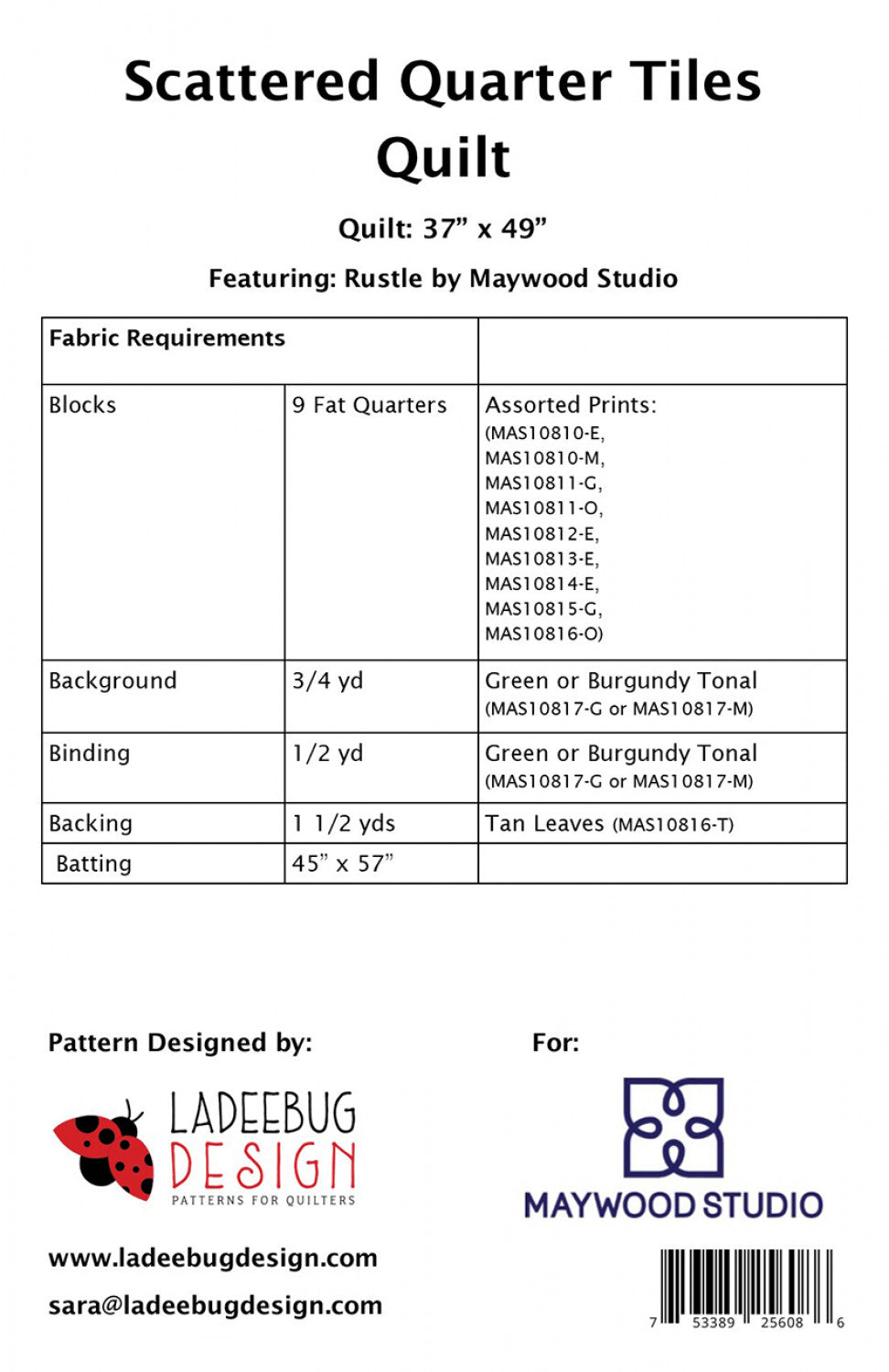 Ladeebug Design - Scattered Quarter Tiles Quilt