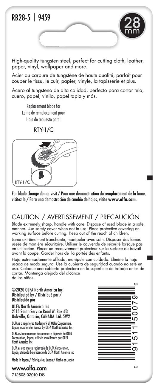 Olfa - Rotary Cutter 28mm Replacement Blade 10 Pack