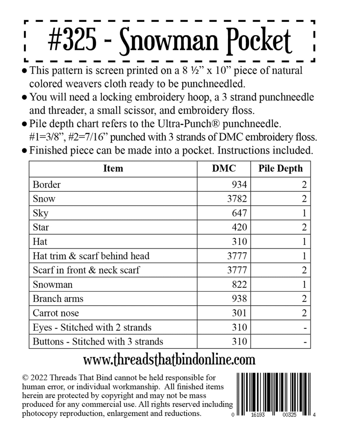Threads that Bind - Snowman Pocket