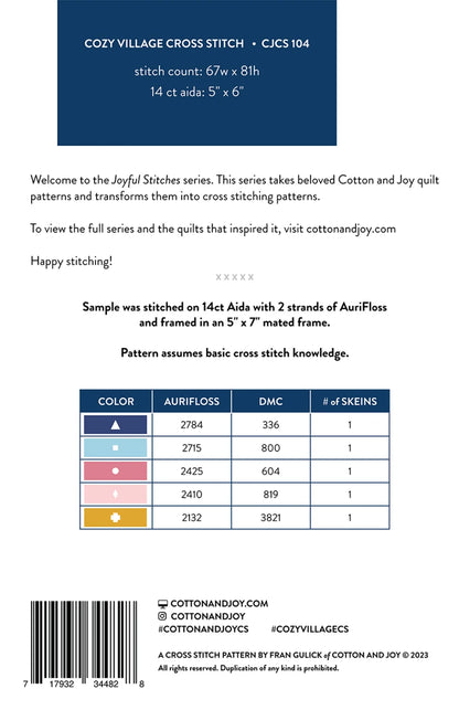 Cotton and Joy - Cozy Village Cross Stitch Pattern