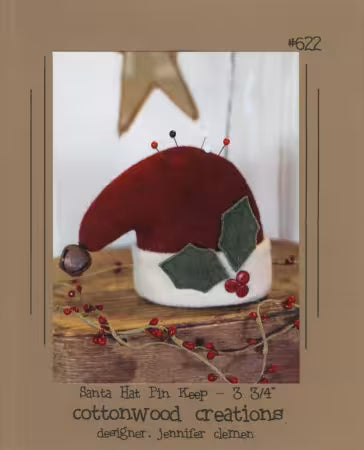 CottonWood Creations - Santa Hat Pin Keep Wool Applique