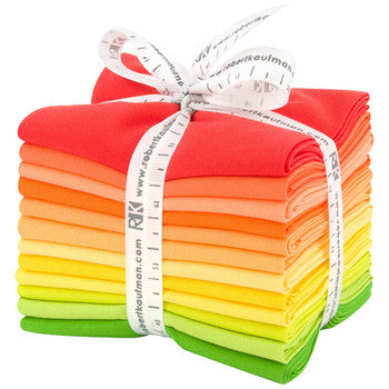 Stack of colorful fabric squares on a white background