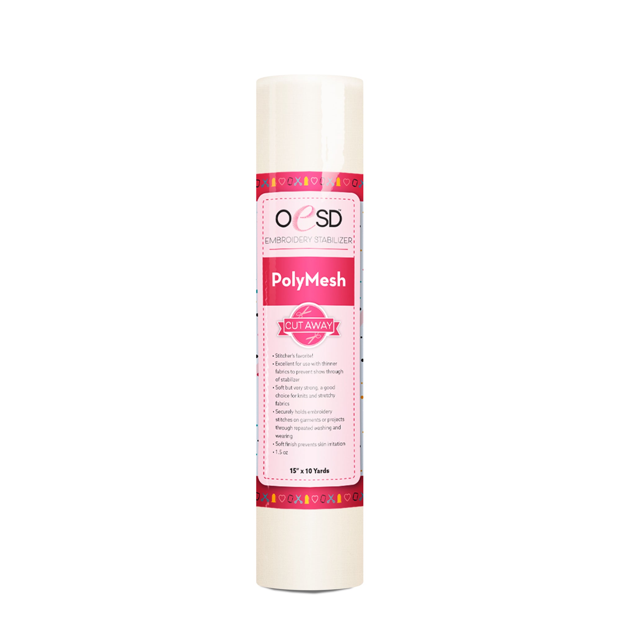 Roll of OESD PolyMesh stabilizer on a white background