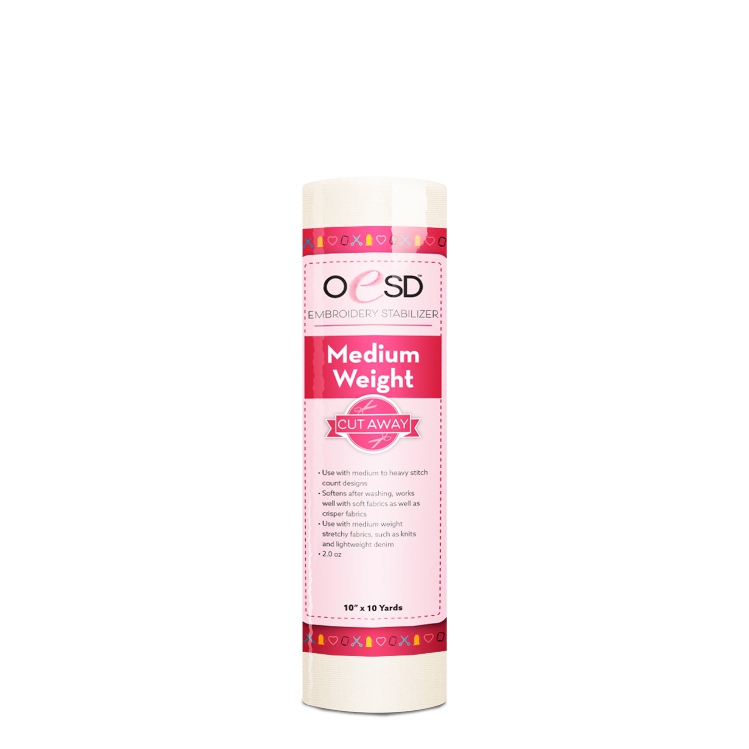 Roll of OESD Embroidery Stabilizer Heavy Weight on a white background