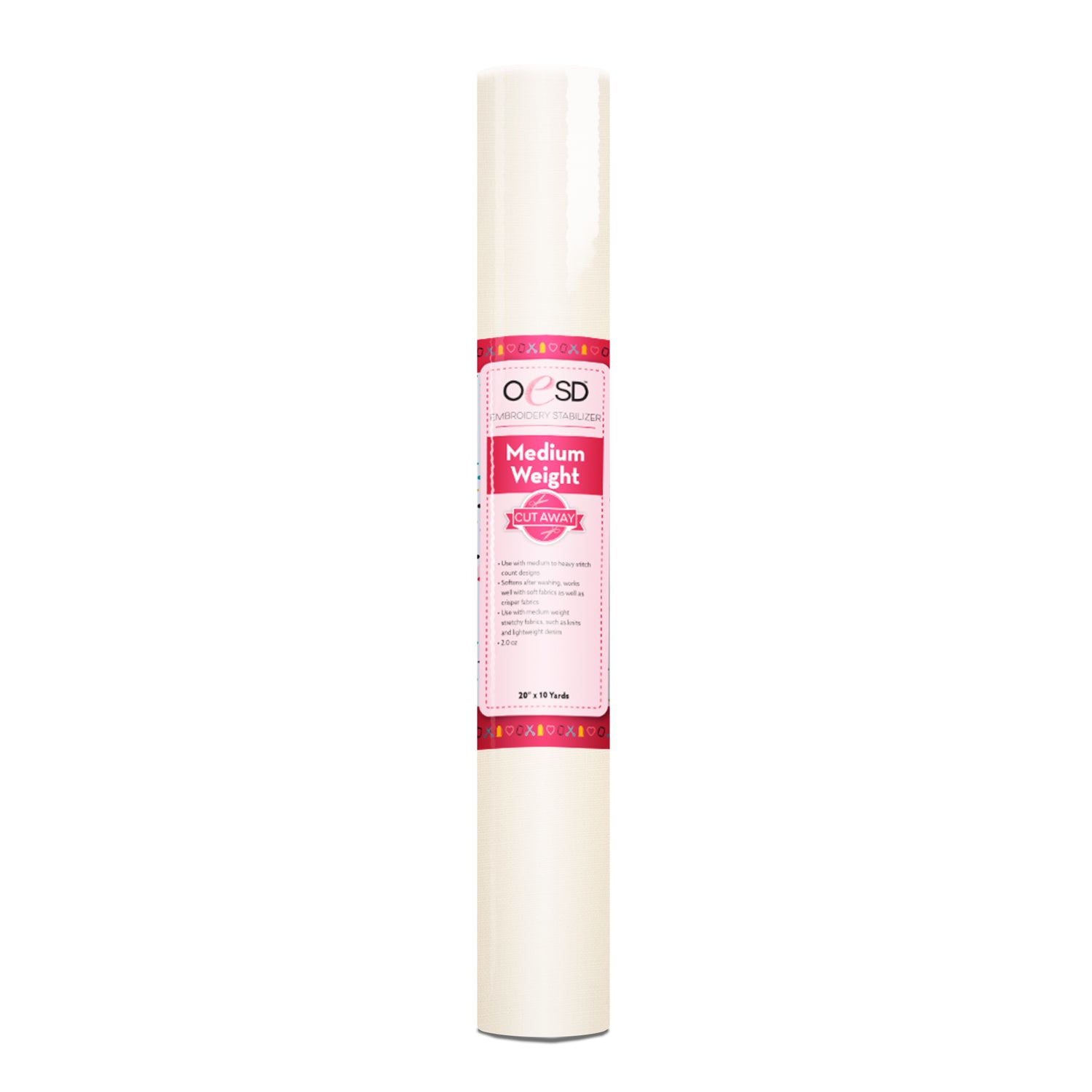 Roll of medium weight stabilizer on a white background