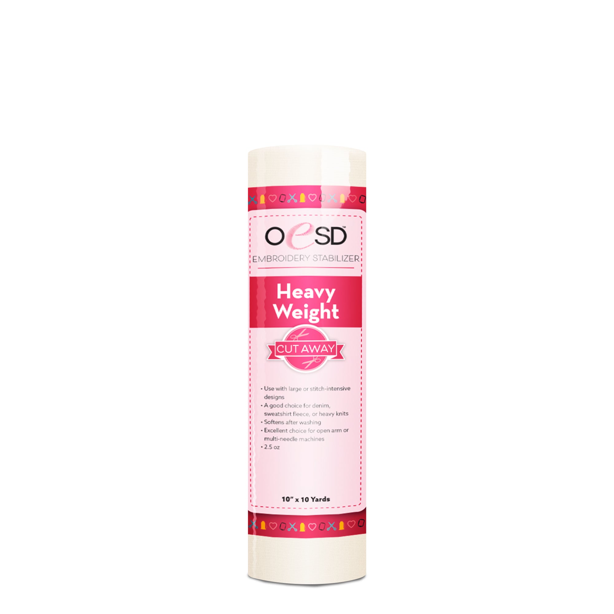 Roll of OESD Embroidery Stabilizer Heavy Weight on a white background