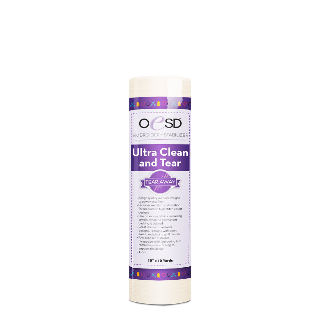 OESD Ultra Clean and Tear stabilizer on a white background