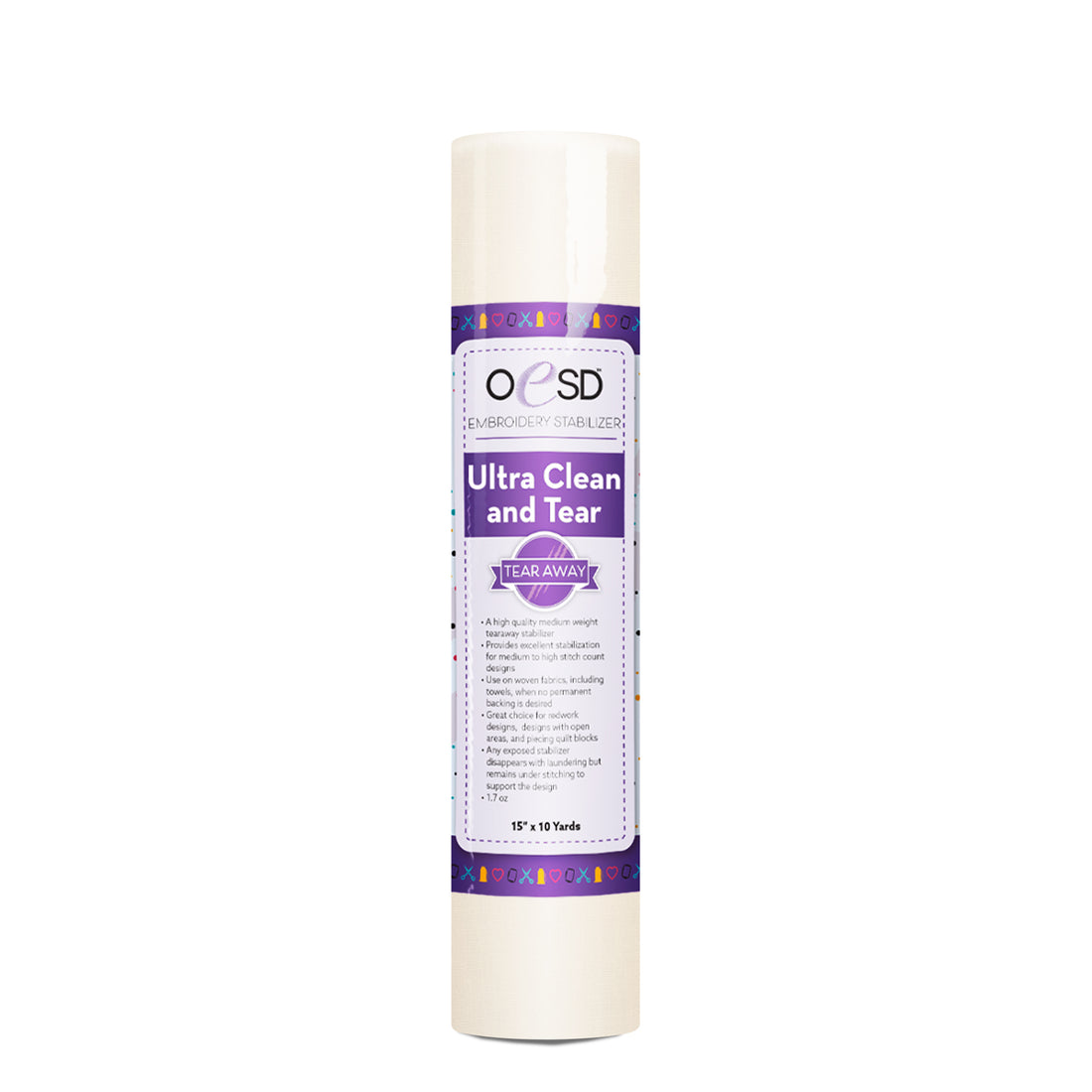 Roll of OESD Ultra Clean and Tear stabilizer on a white background