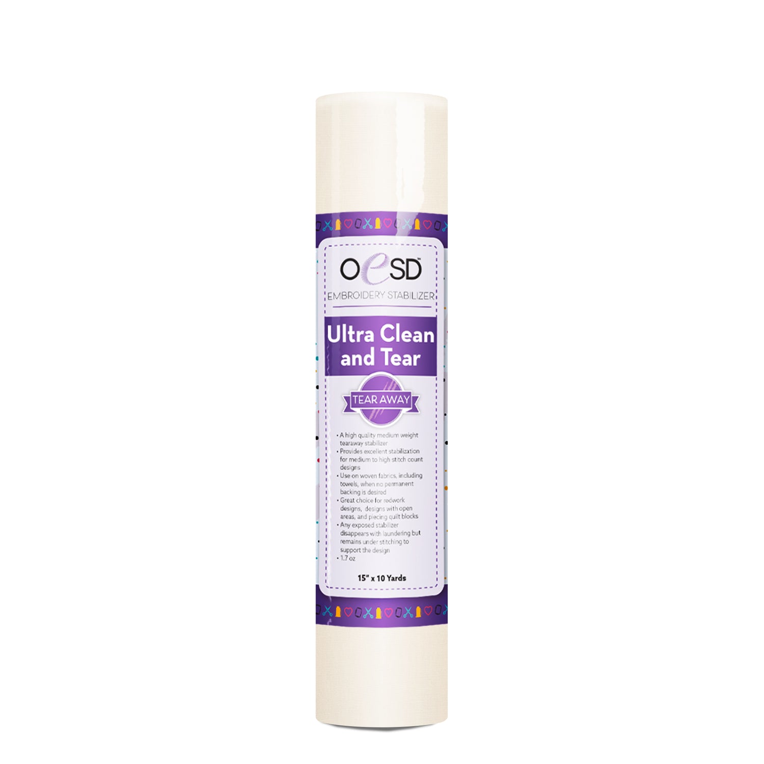 Roll of OESD Ultra Clean and Tear stabilizer on a white background