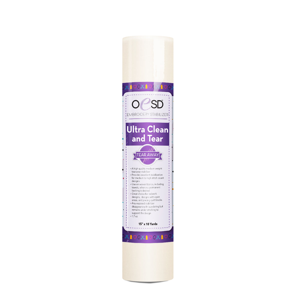 Roll of OESD Ultra Clean and Tear stabilizer on a white background