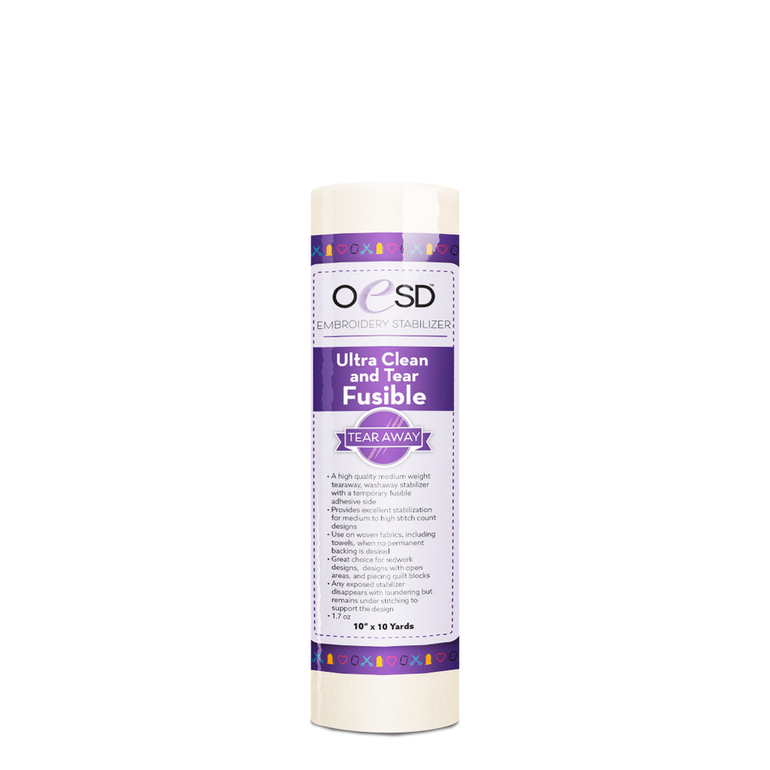 Roll of OESD Ultra Clean and Tear Fusible stabilizer on a white background