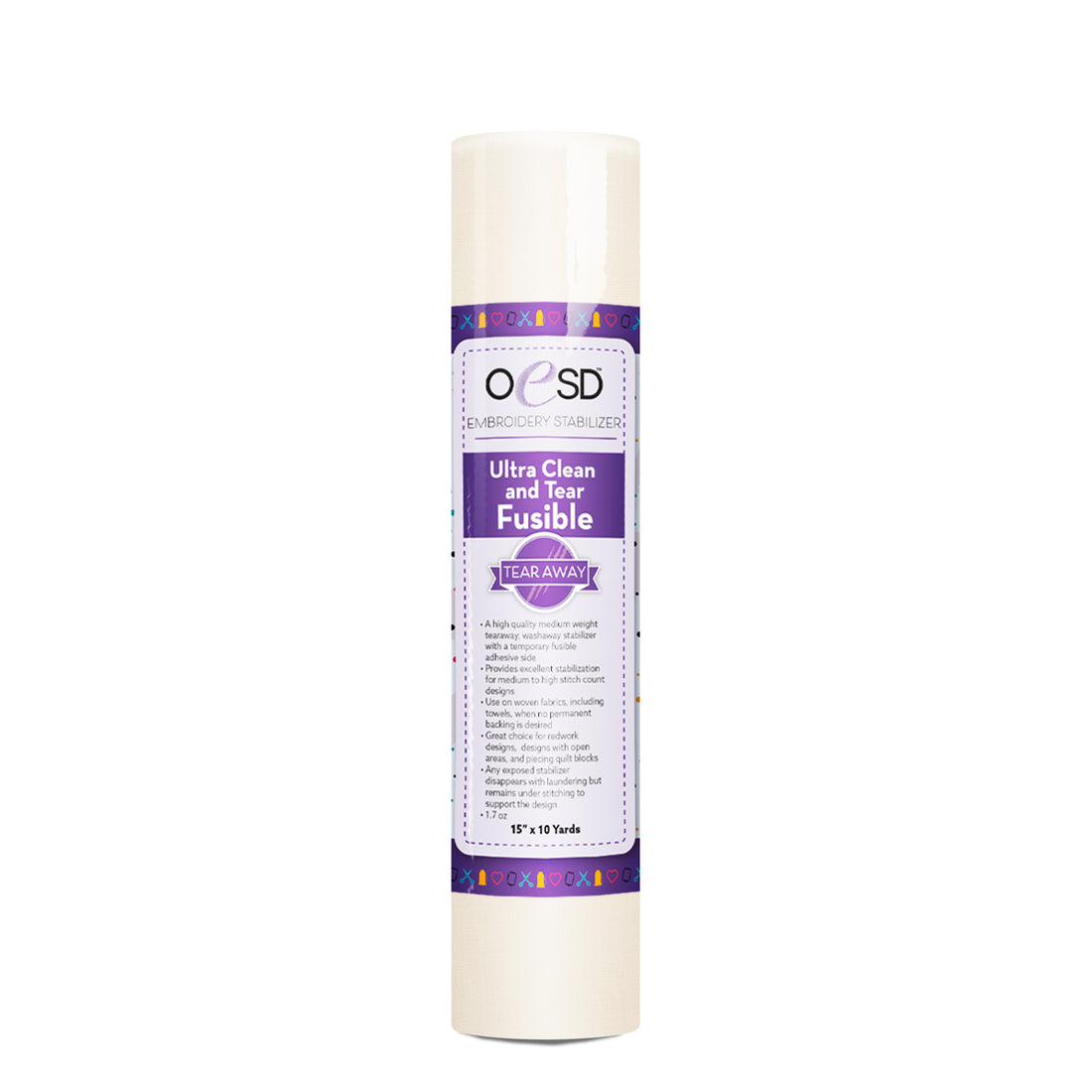 Roll of OESD Ultra Clean and Tear Fusible stabilizer on a white background