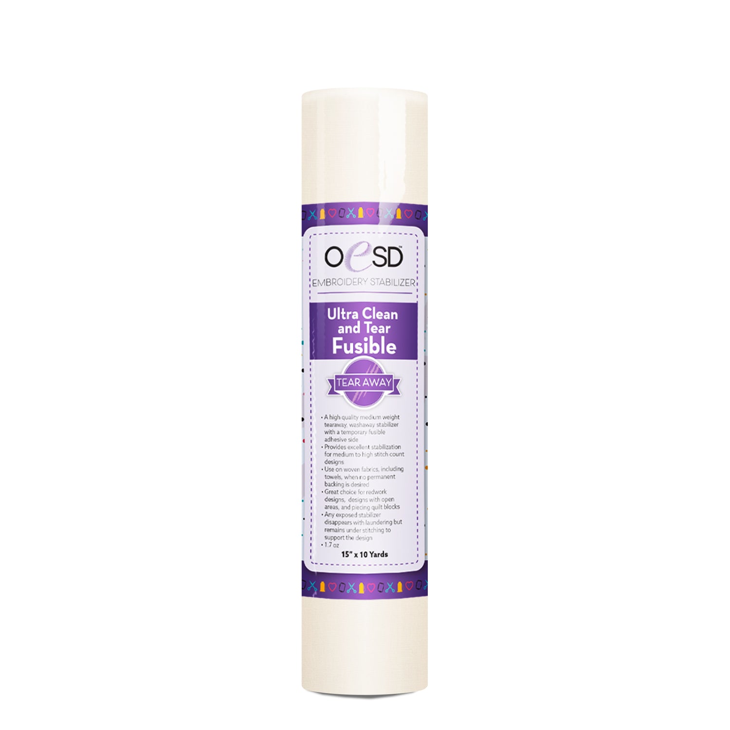 Roll of OESD Ultra Clean and Tear Fusible stabilizer on a white background