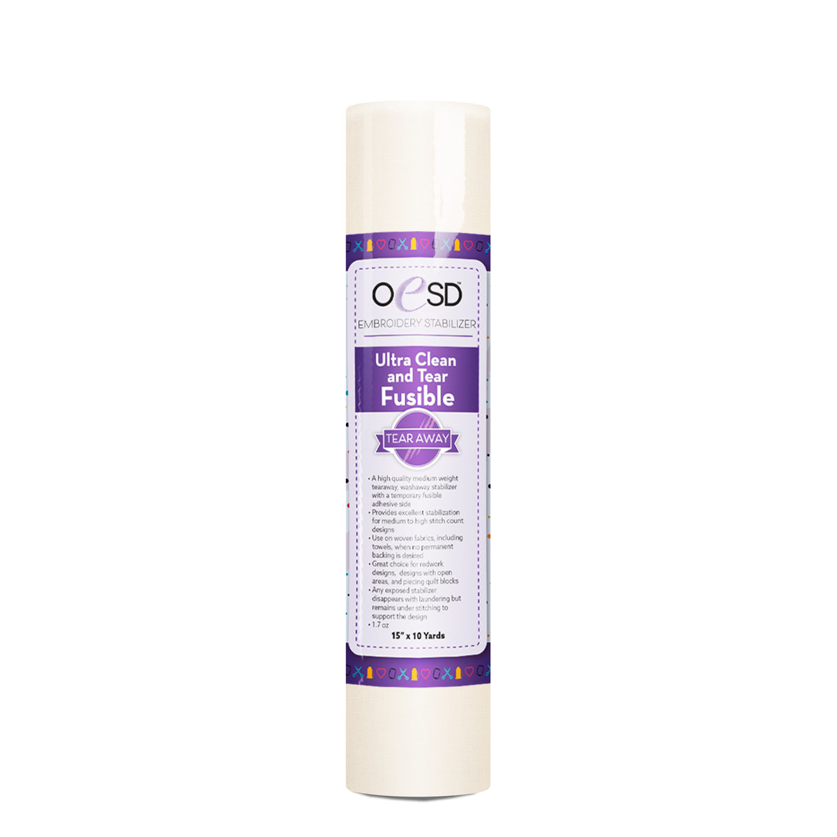 Roll of OESD Ultra Clean and Tear Fusible stabilizer on a white background