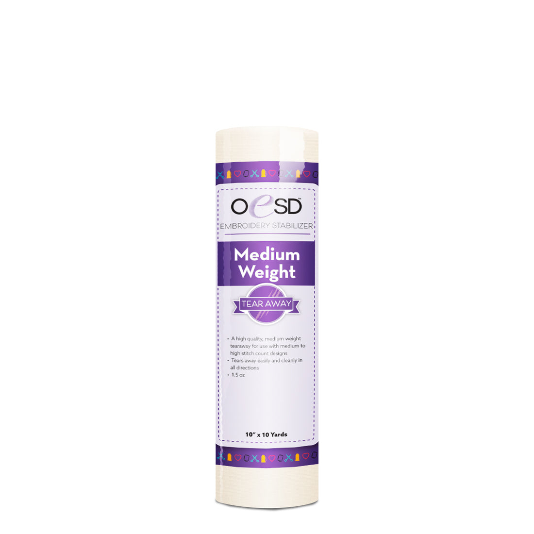 Roll of OESD medium weight tear away stabilizer on a white background