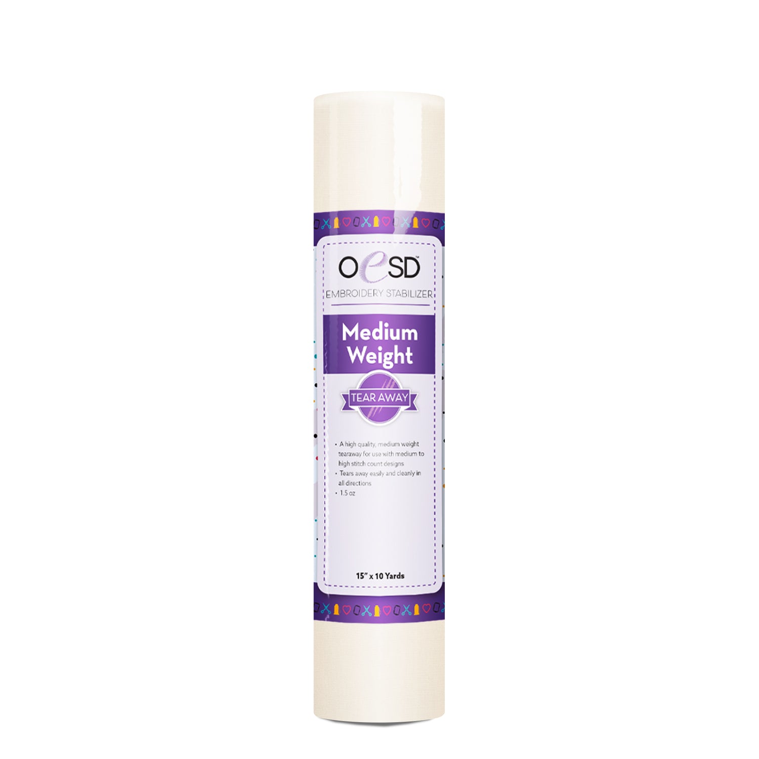 Roll of medium weight stabilizer on a white background