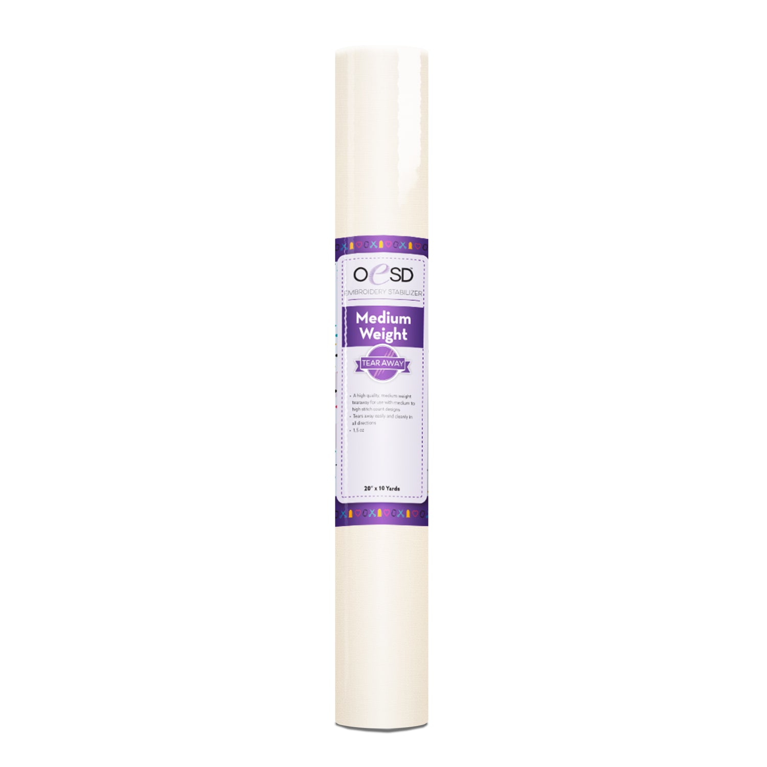 Roll of medium weight stabilizer on a white background