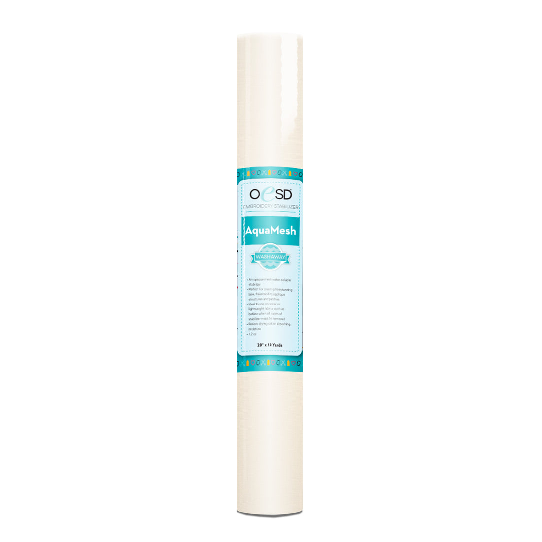 Roll of AquaMesh material with a label on a white background