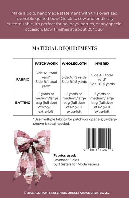 Lindsey Grace Creates - Big Giant Quilted Bow