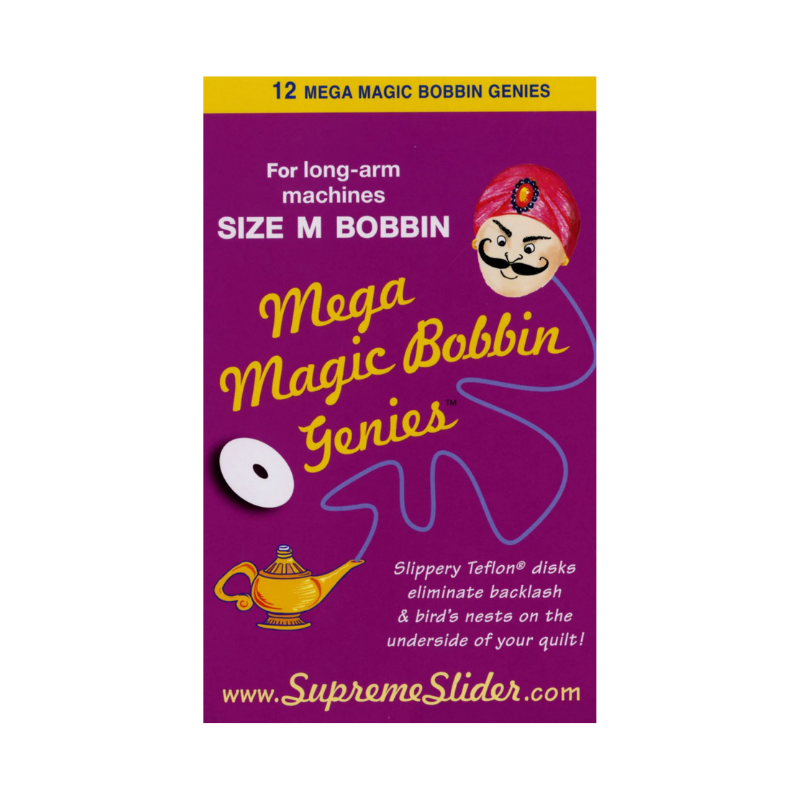 Supreme Slider Mega Magic Bobbin Genies packaging with purple background and cartoon genie character.