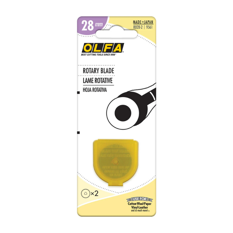 OLFA rotary blade packaging with yellow and white design
