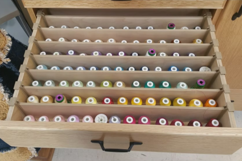 8-Drawer Embroidery Thread Storage Chest - Unique Sewing Furniture