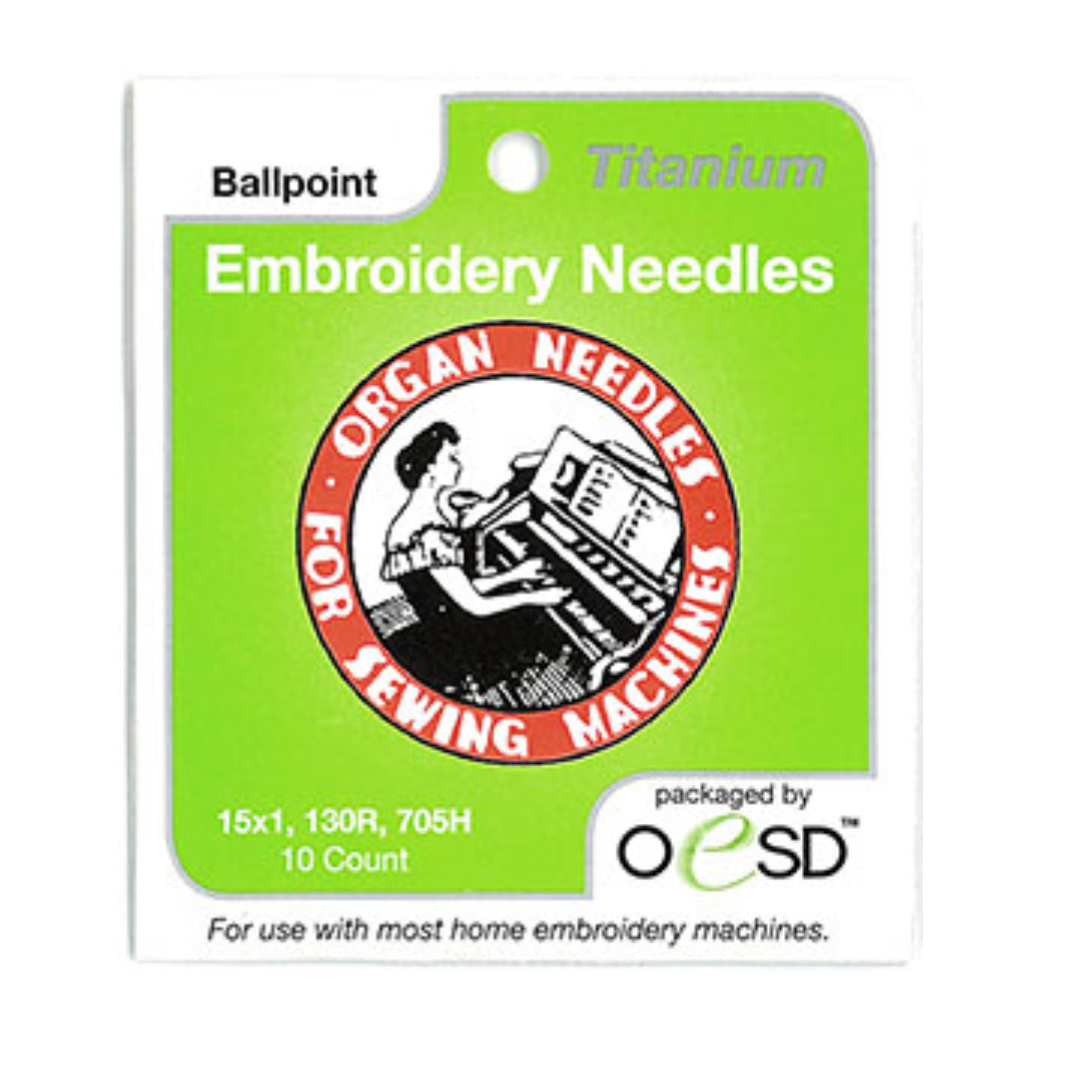 Organ Embroidery Needles - Titanium Ballpoint 90/14