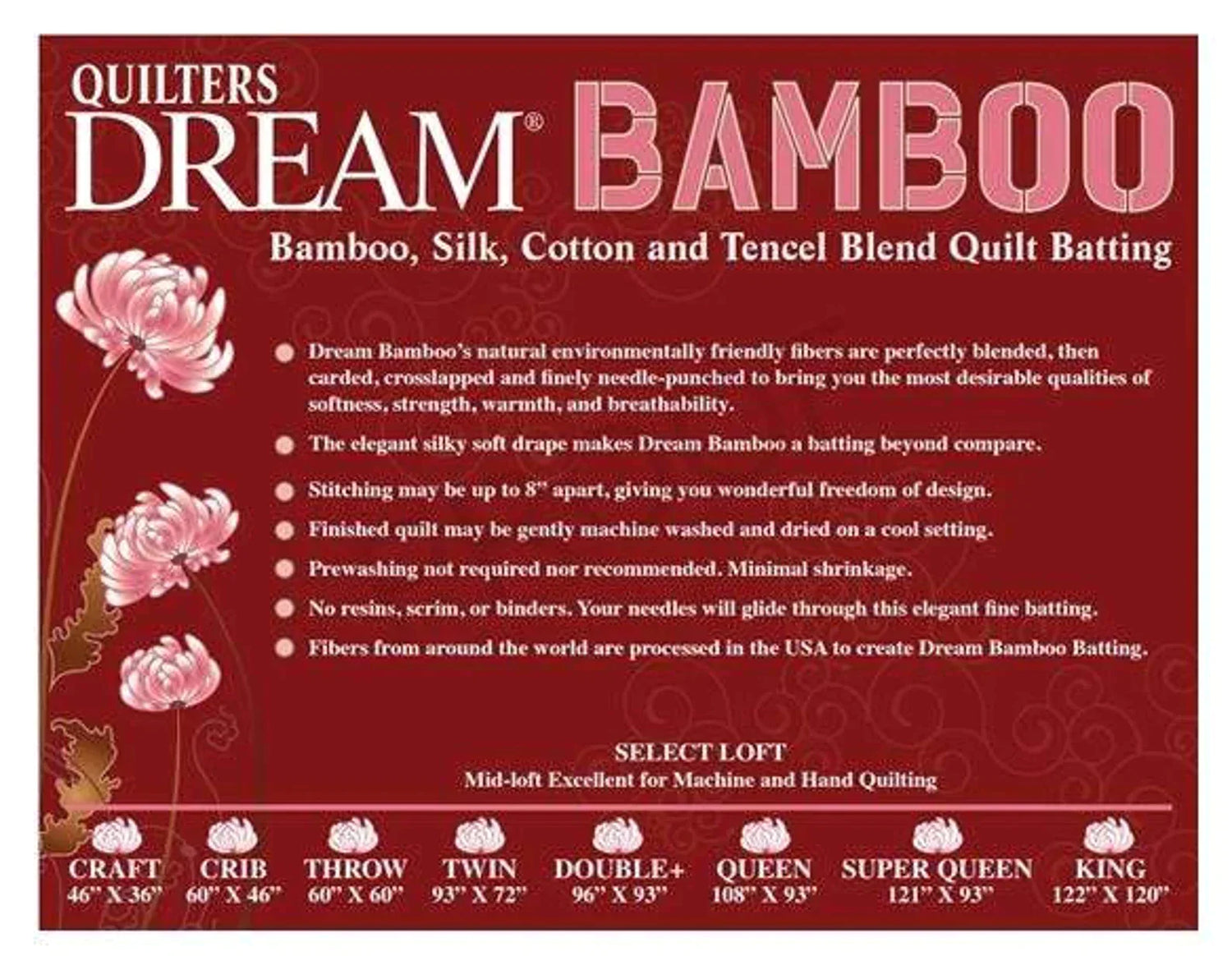 Batting - Quilters Dream Bamboo Twin 93&quot; x 72&quot;